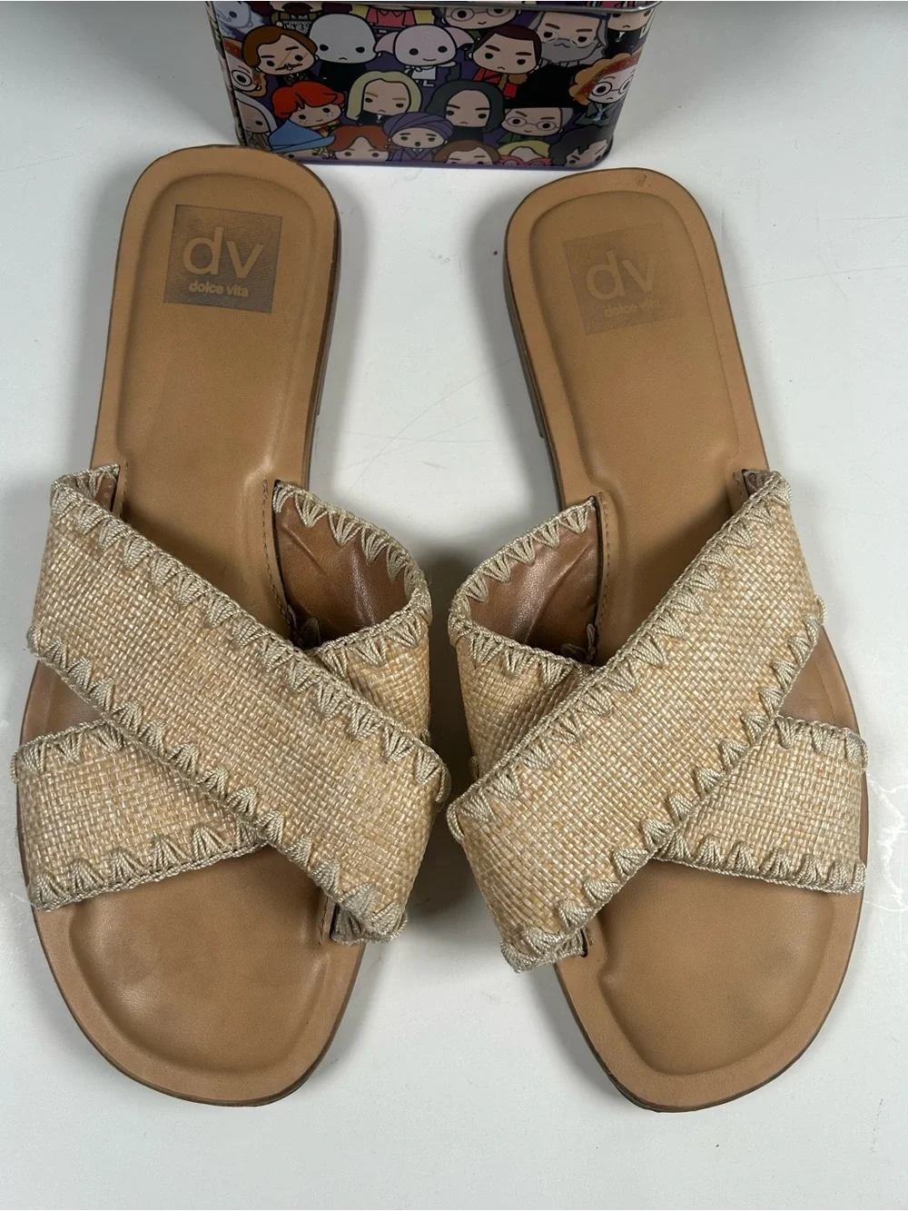 Dolce vita Juneau Beige Cross-Strap Slide Sandals for Women - Picture 2 of 9